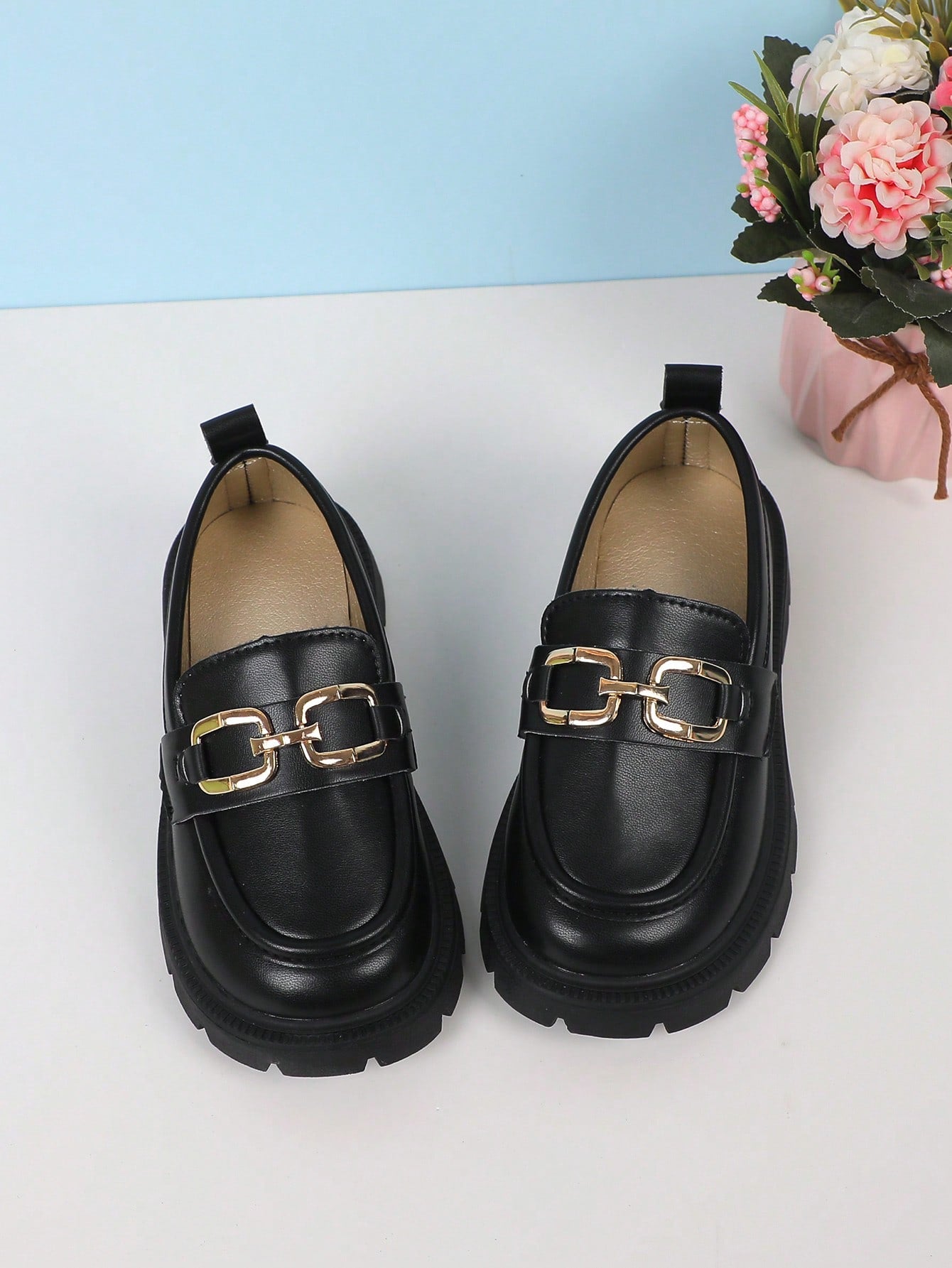 Girls Chain Decor Non Slip Flat Loafers For Outdoor