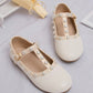 Girls Faux Pearl Decor T-strap Fashionable Mary Jane Flats For Outdoor