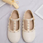 Girls Faux Pearl Decor T-strap Fashionable Mary Jane Flats For Outdoor