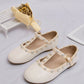 Girls Faux Pearl Decor T-strap Fashionable Mary Jane Flats For Outdoor