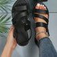 European And American Women's Plus Size Slippers New Summer Sandals, Women's Black Flat Sandals