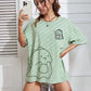 EZwear Cartoon Graphic Drop Shoulder Tee Graphic Tees Women Tops