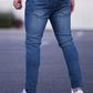 Manfinity Homme Men Cotton Ripped Slant Pocket Jeans