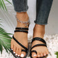 Vacation Thong Sandals For Women, Braid Detail Flat Sandals