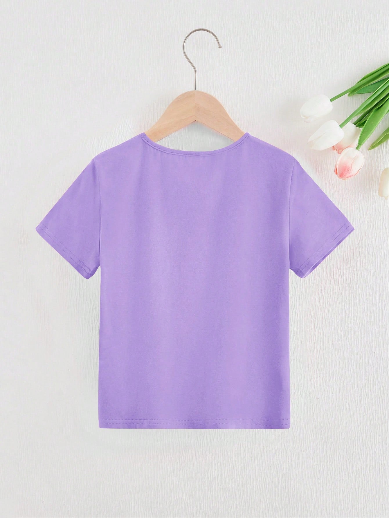 Tween Girl Round Neck Short Sleeve T-Shirt With Pearl Detailing And Knotted Hem