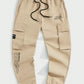 Manfinity Homme Men Slogan Graphic Drawstring Waist Cargo Pants Tapered Long Plain Khaki Going Out