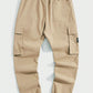 Manfinity Homme Men Slogan Graphic Drawstring Waist Cargo Pants Tapered Long Plain Khaki Going Out