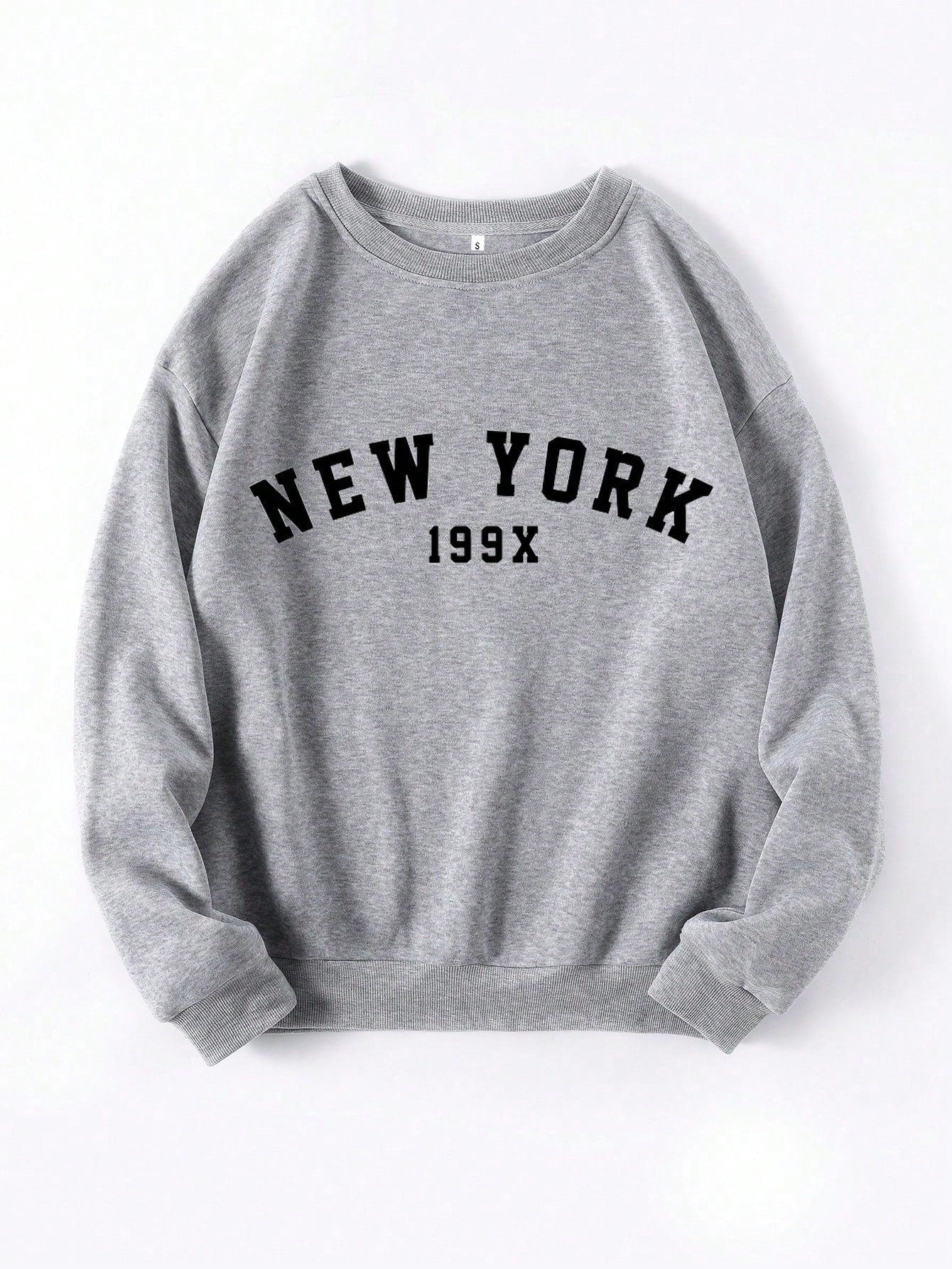 INAWLY Letter Graphic Thermal Lined Sweatshirt