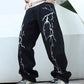 Manfinity Men Lightning Print Straight Leg Jeans