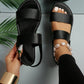 European And American Women's Plus Size Slippers New Summer Sandals, Women's Black Flat Sandals