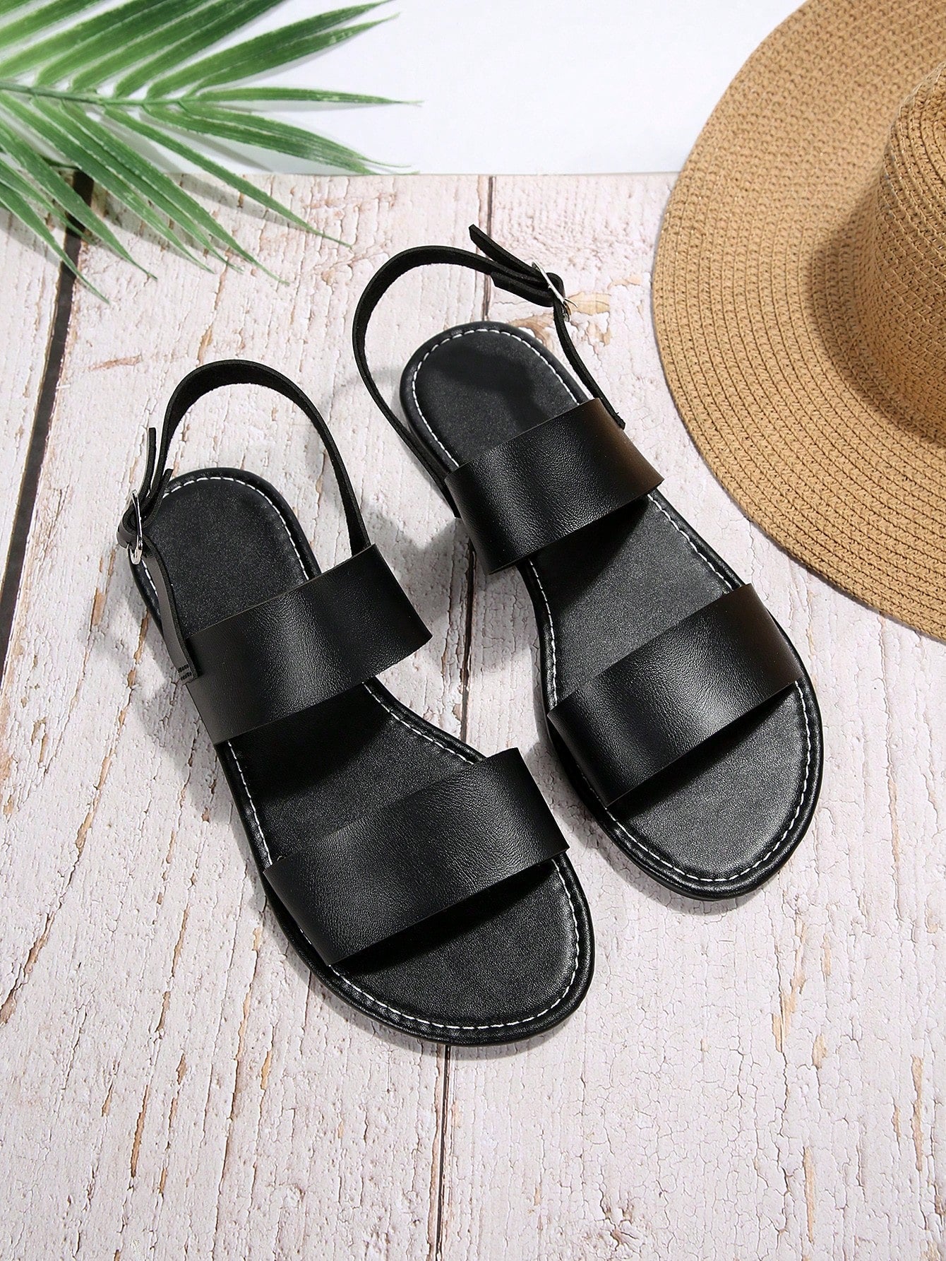 European And American Women's Plus Size Slippers New Summer Sandals, Women's Black Flat Sandals