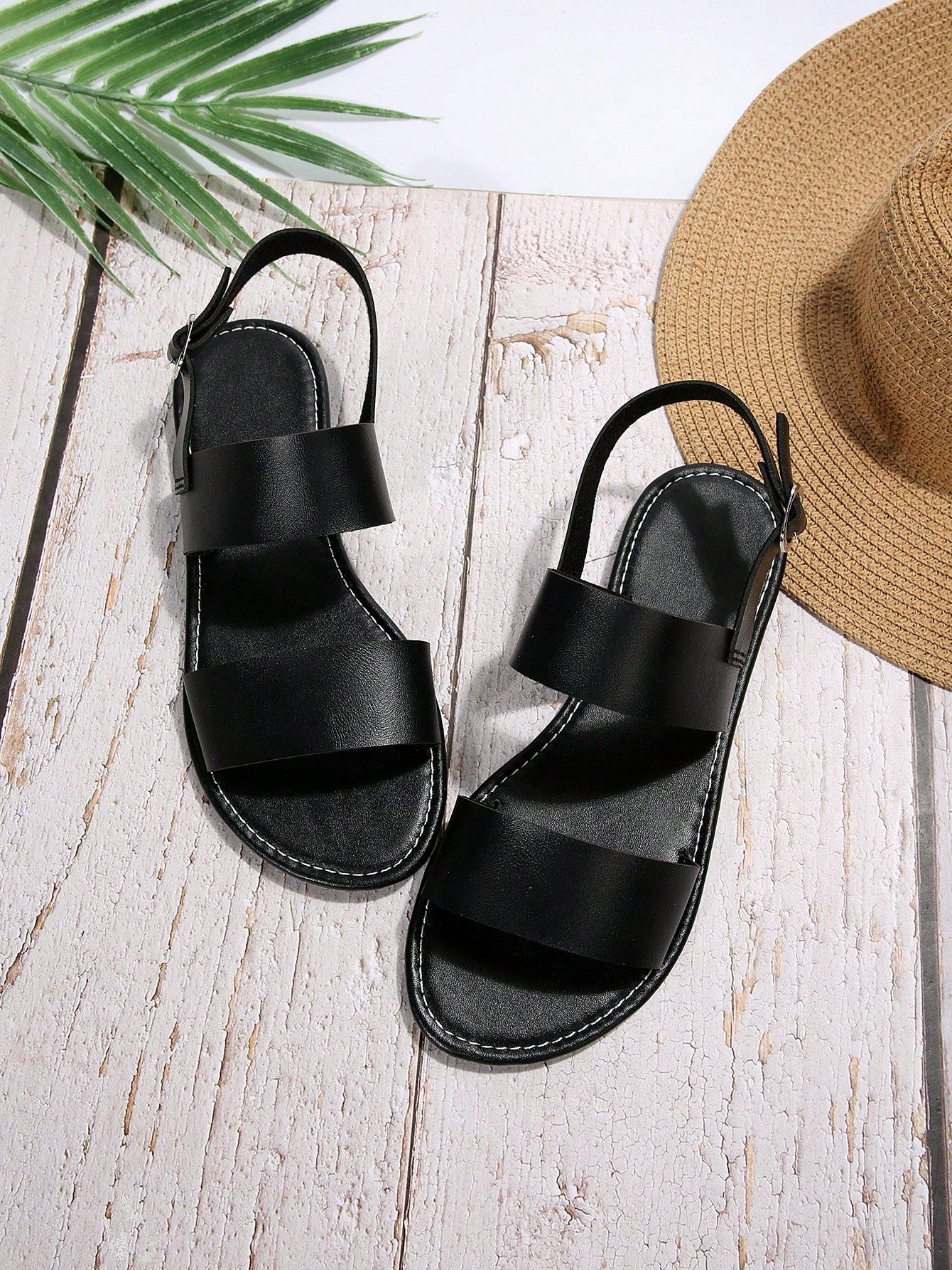 European And American Women's Plus Size Slippers New Summer Sandals, Women's Black Flat Sandals