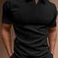 Manfinity Homme Men Solid Polo Shirt Button Up Plain Black Work Casual Polo Shirt For Husband