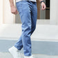 Men Cotton Slant Pocket Straight Leg Jeans