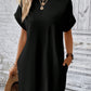 LUNE Solid Hidden Pocket Batwing Sleeve Tee Dress