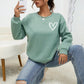 INAWLY Heart Print Drop Shoulder Sweatshirt,Long Sleeve Tops