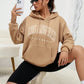 INAWLY Letter Graphic Kangaroo Pocket Drop Shoulder Drawstring Hoodie