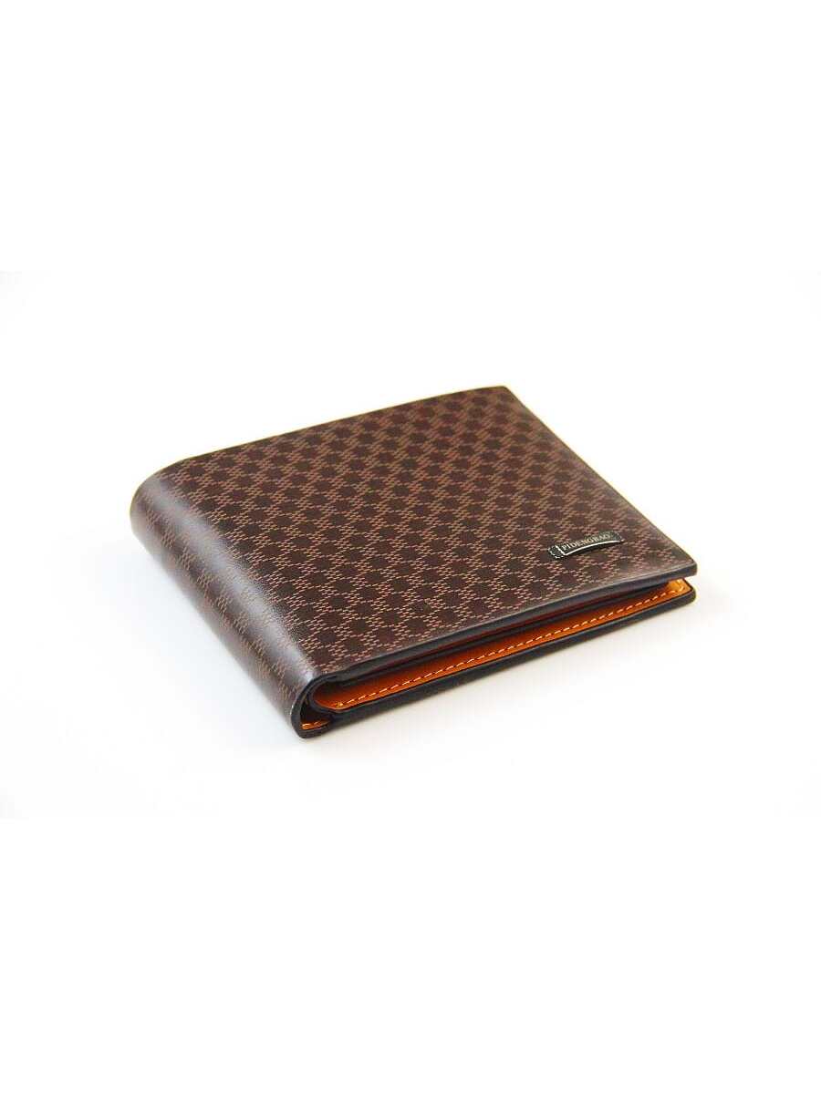 Sold As Single Item, Coffee Brown Men's Vintage Pu Leather Short Wallet With Sim Card Slot, Checkered Pattern Pu Leather Large Capacity Cardholder, Coin Purse, Bank Card Holder, Credit Card Holder