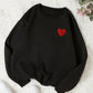 EZwear Heart Print Thermal Lined Sweatshirt,Long Sleeve Tops