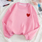 EZwear Heart Print Thermal Lined Sweatshirt,Long Sleeve Tops