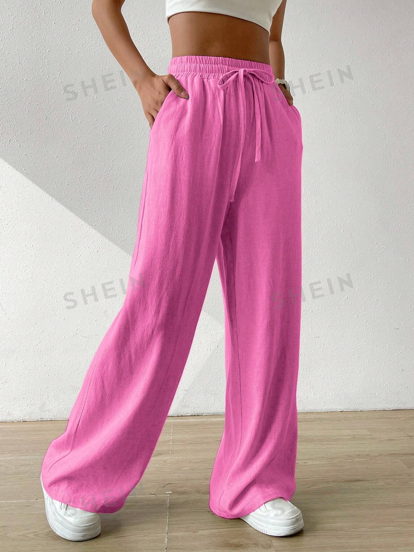 EZwear Drawstring Waist Wide Leg Pants