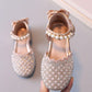 1pair Princess Style Girls' Pearl Decoration Peep Toe Sandals For Summer