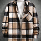 Manfinity Homme Loose Fit Men's Plaid Printed Jacket With Flap Pockets And Drop Shoulders, Going Out Colorful Long Sleeve Casual Khaki Checkered Lightweight Jacket, For Friends, Husband, Boyfriend Gifts