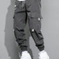 Manfinity Hypemode Loose Fit Men's Cargo Pants With Slogan Graphic, Flap Pocket, And Drawstring Waist