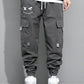 Manfinity Hypemode Loose Fit Men's Cargo Pants With Slogan Graphic, Flap Pocket, And Drawstring Waist