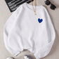 EZwear Heart Print Thermal Lined Sweatshirt,Long Sleeve Tops