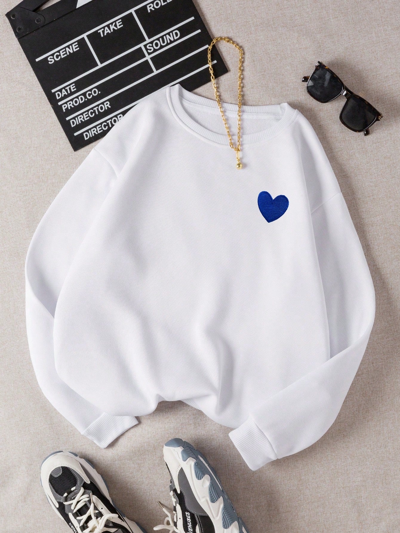 EZwear Heart Print Thermal Lined Sweatshirt,Long Sleeve Tops