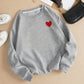 EZwear Heart Print Thermal Lined Sweatshirt,Long Sleeve Tops