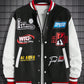 Manfinity RebelGame Oversized Men's Colorblock Varsity Jacket With Letter Graphic And Striped Trim, No Tee