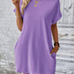 LUNE Solid Hidden Pocket Batwing Sleeve Tee Dress