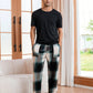 Men Plaid Print Drawstring Waist Sleep Pants