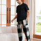 Men Plaid Print Drawstring Waist Sleep Pants