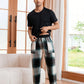 Men Plaid Print Drawstring Waist Sleep Pants