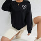 INAWLY Heart Print Drop Shoulder Sweatshirt,Long Sleeve Tops