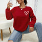 INAWLY Heart Print Drop Shoulder Sweatshirt,Long Sleeve Tops