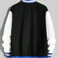 Manfinity RebelGame Oversized Men's Letter Print Colorblock Drop Shoulder Varsity Jacket (Without Tee)