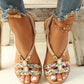 Women's Beaded Roman Bohemian Style Orange Flat Sandals For Beach Holiday