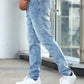 Men Slant Pocket Slim Straight Jeans