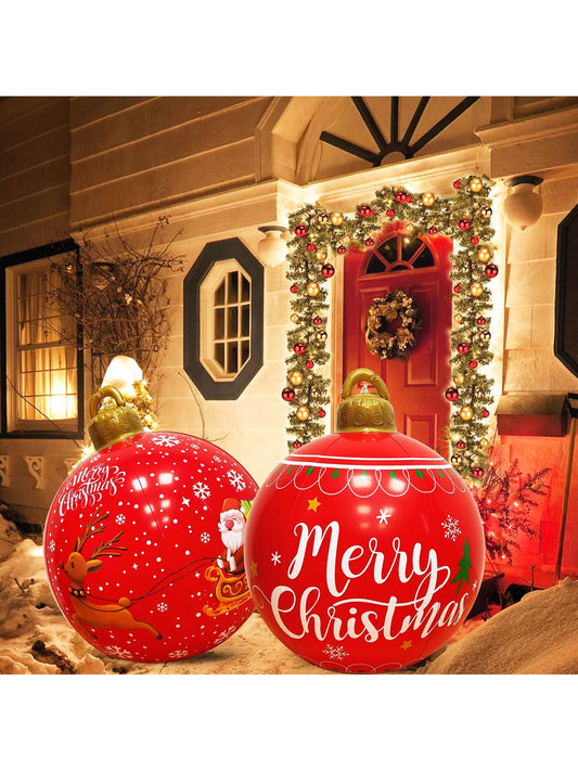 Christmas Ball Outdoor Decorations Extra Large PVC Balls With Joy Tree Hohoho Patterns For Yard Pool Lawn Porch Garden Holiday Indoor