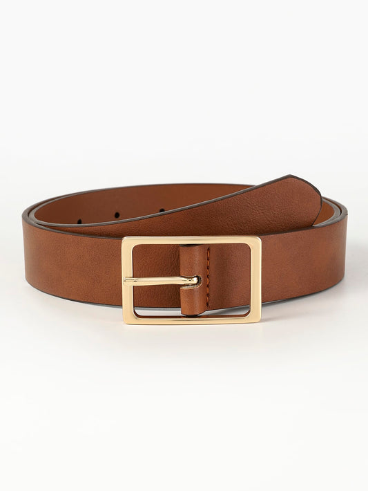 1pc Multicolor Men's Pu Leather Belt With Rectangle Buckle For Casual