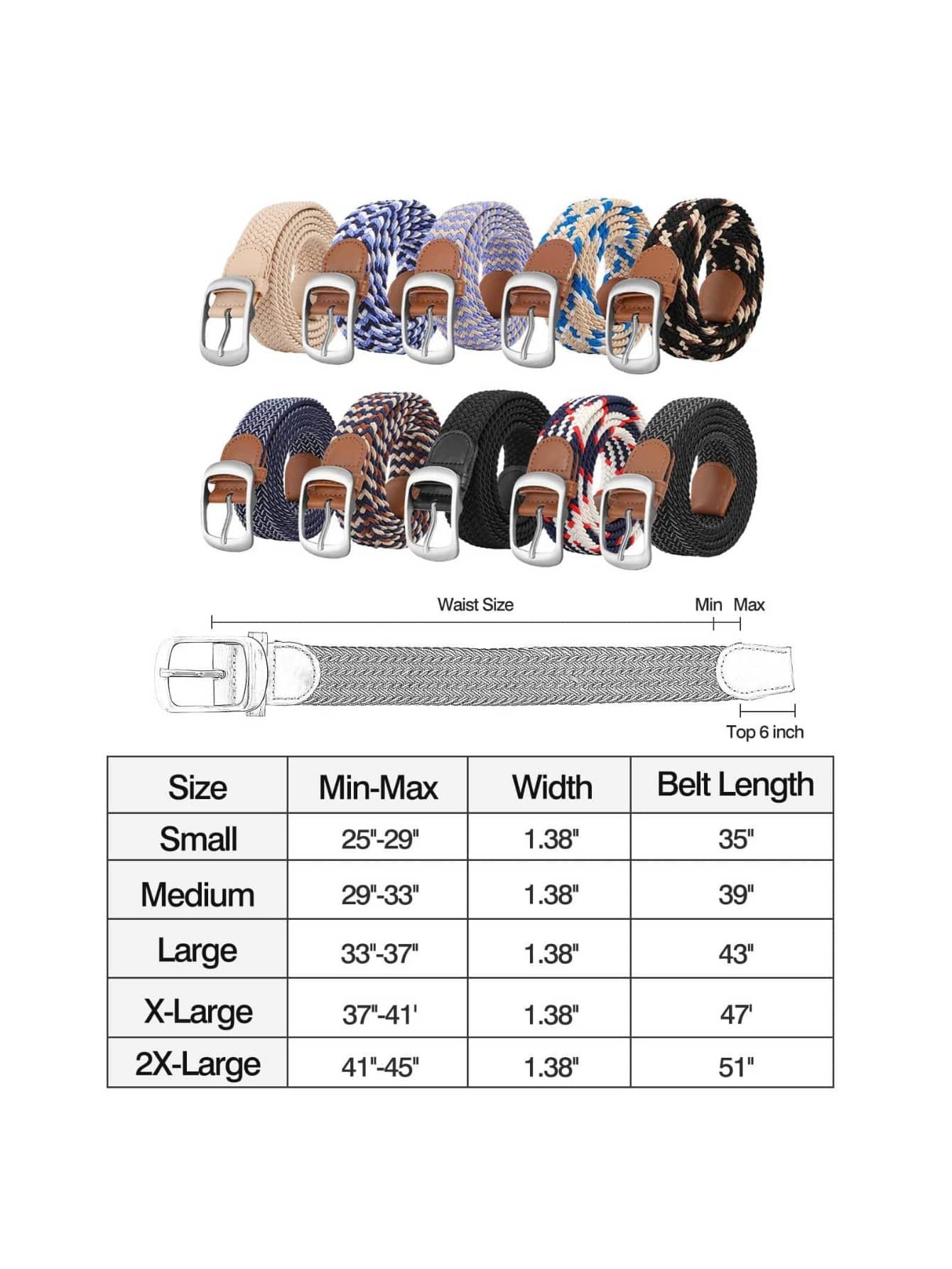 1PC Braided Belt Stretch Belt For Men And Women Multicolored Woven Golf Belt Elastic Canvas Belt Casual