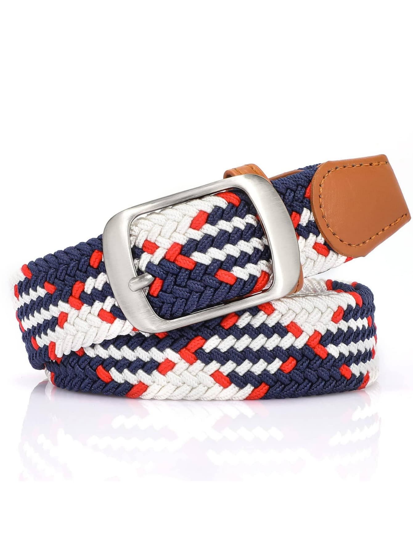 1PC Braided Belt Stretch Belt For Men And Women Multicolored Woven Golf Belt Elastic Canvas Belt Casual