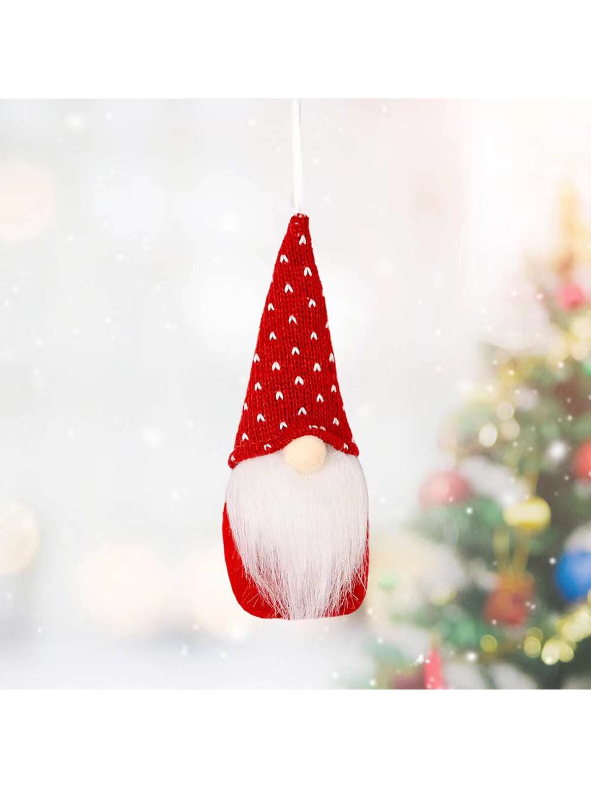 3pcs Christmas Decoration Hanging Ornaments Red Knitting Set Knitted Material Daily Decorative Pendant For Christmas Tree