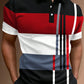 Manfinity Homme Men Work Casual Striped Print Colorblock Button Polo Shirt, Boyfriend Gift