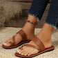 Ladies' Simple Solid Color Strappy Flip Flop Sandals With Flat Heels