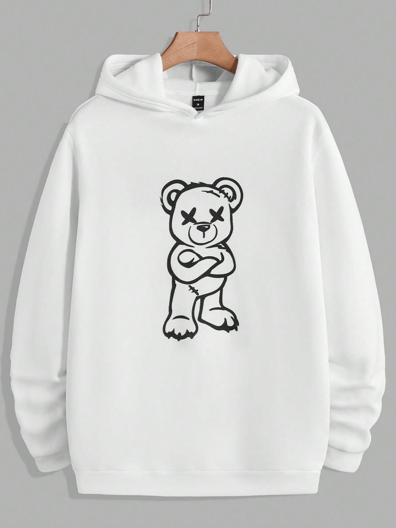 Manfinity UrbanChill Men Bear Graphic Print Funny Long Sleeve Urban Hoodie, For Friends